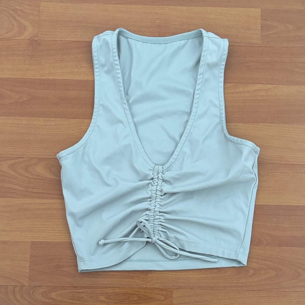 Light Blue Sleeveless Ruched Top